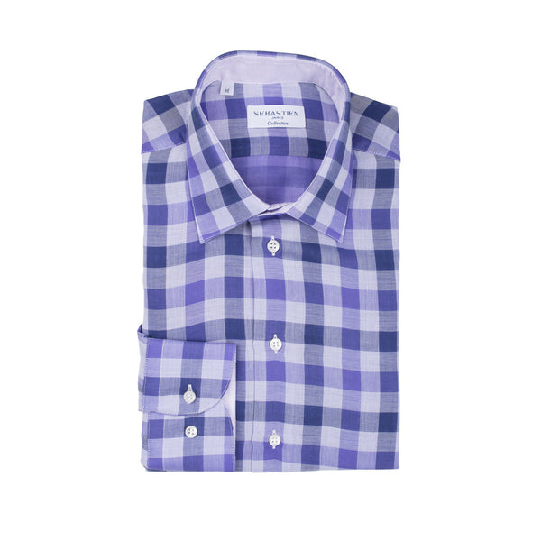 Gary Cotton Voile Large Check - Purple