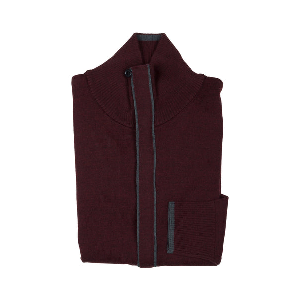 Zip Knit Cardigan - Burgundy