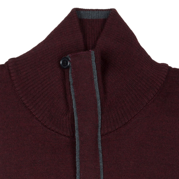 Zip Knit Cardigan - Burgundy