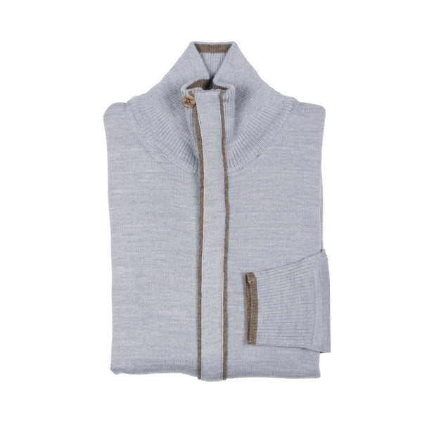 Zip Knit Cardigan - Light Grey