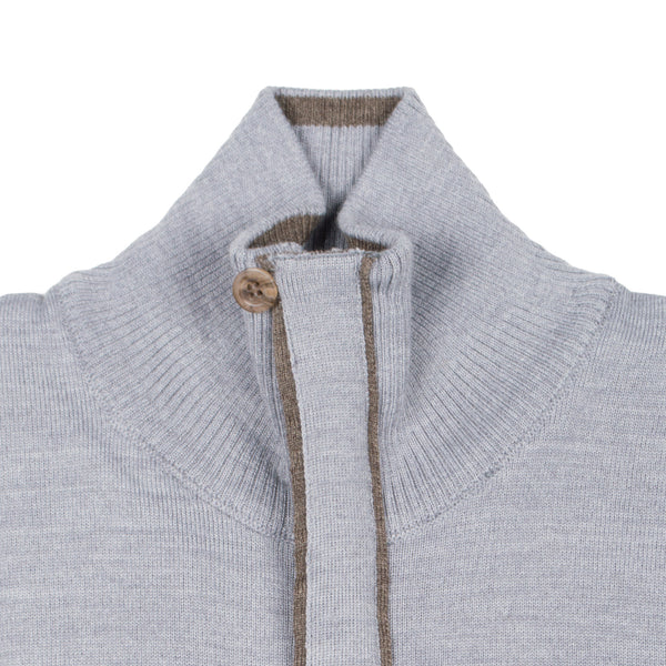 Zip Knit Cardigan - Light Grey