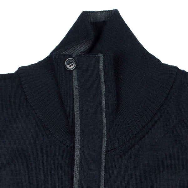 Zip Knit Cardigan - Navy Blue