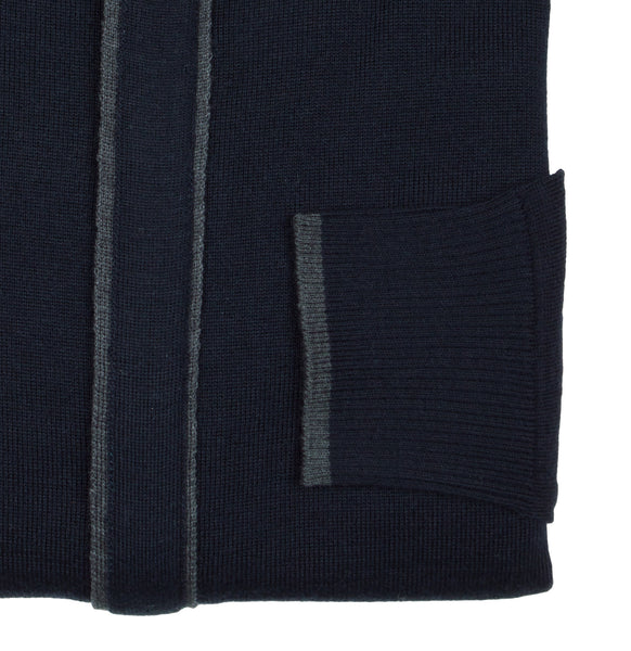 Zip Knit Cardigan - Navy Blue