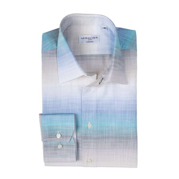 Steve Cotton Shirt - Blue Beige