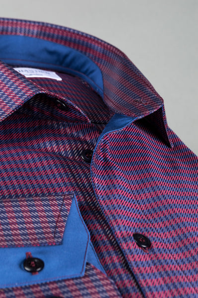 James Cotton Shirt - Red and Blue Weave