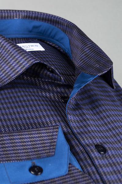 James Cotton Shirt - Purple and Navy Weave