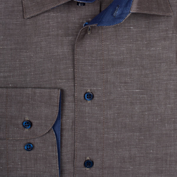 Gary Shirt Cotton Linen - Dark Brown