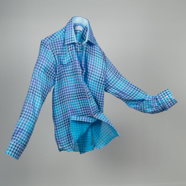 Gary Cotton Voile Mini Check - Blue