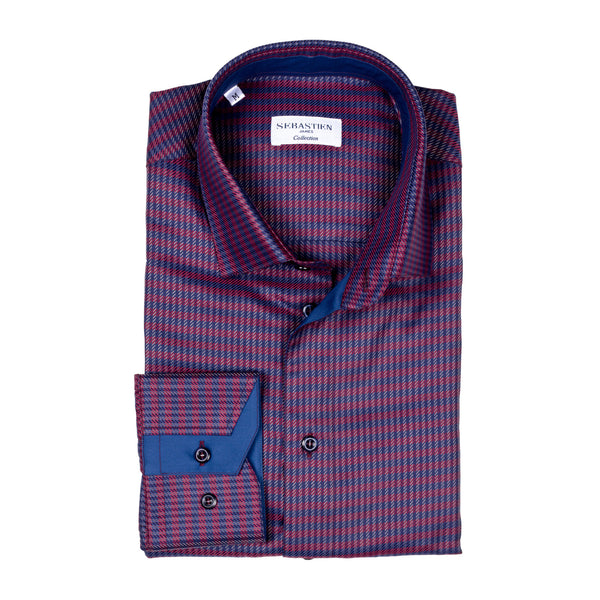 James Cotton Shirt - Red and Blue Weave