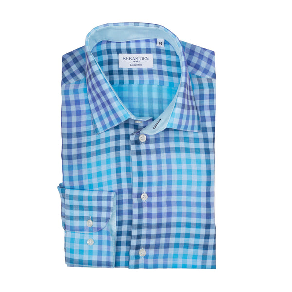 Gary Cotton Voile Mini Check - Blue