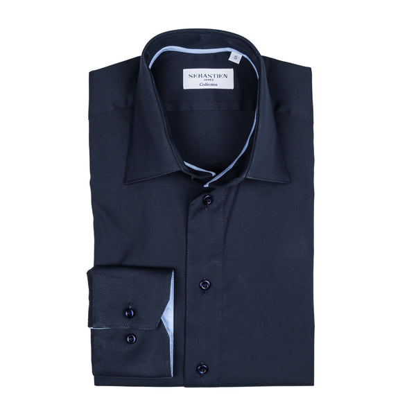 Gary Performance Stretch Shirt - Navy Blue