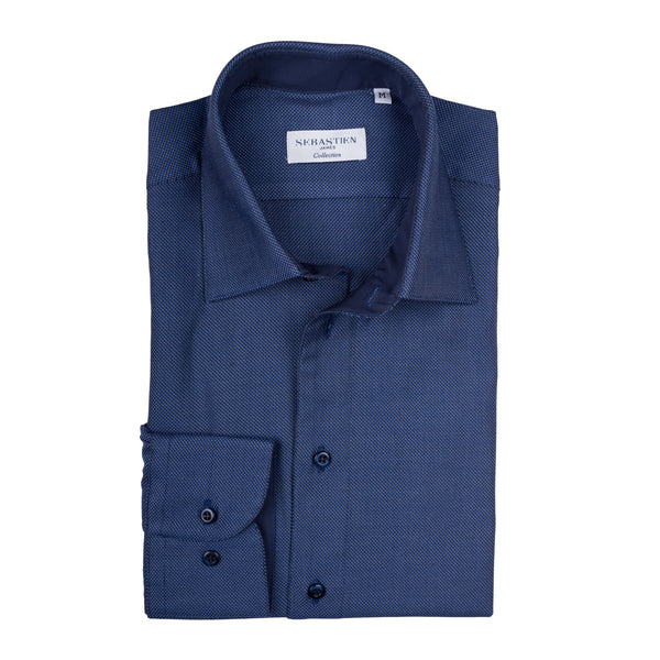 Gary Cotton Shirt - Navy Blue