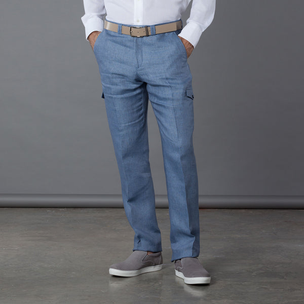 Gary Traveler Pant Linen - Light Blue
