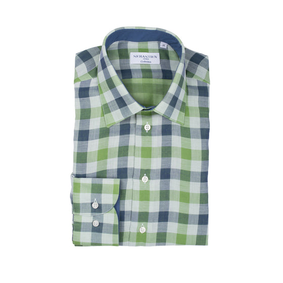 Gary Cotton Voile Large Check - Green