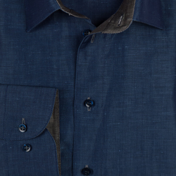 Gary Shirt Cotton Linen - Blue