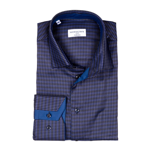 James Cotton Shirt - Purple and Navy Weave