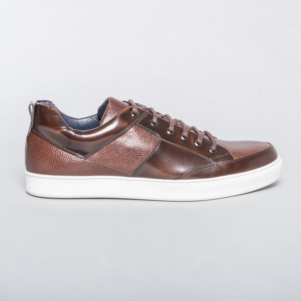 Pebbled Leather Sneaker - Brown